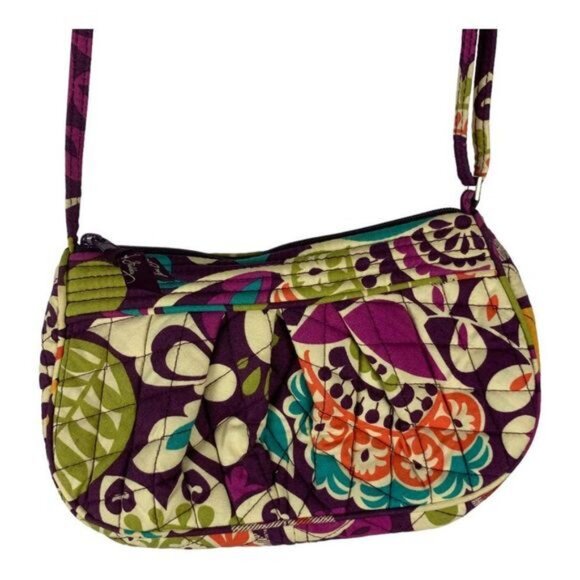 Vera Bradley Quilted Floral Adjustable Crossbody Bag Purple Multicolor Cotton - Picture 2 of 6